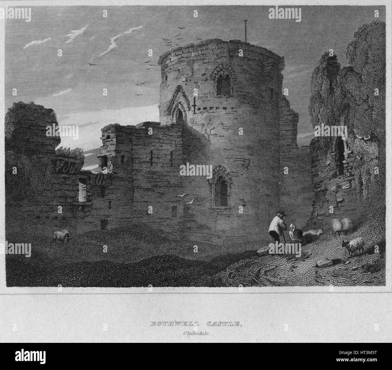 "Bothwell Castle, Clydesdale", 1814. Künstler: John Greig. Stockfoto