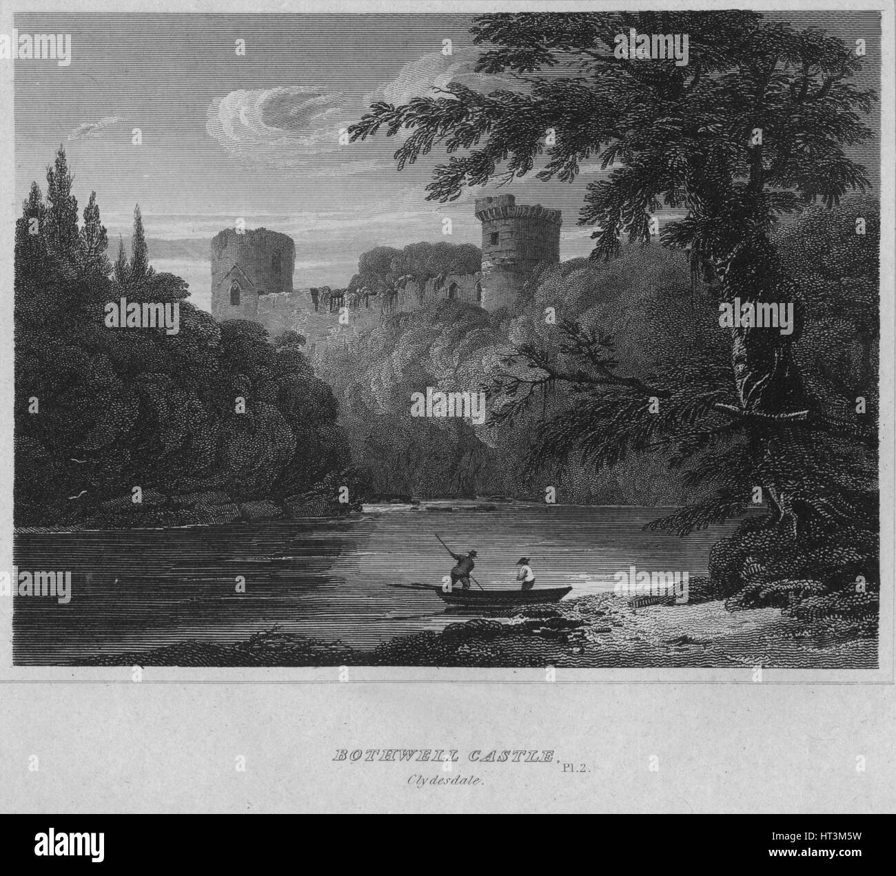 "Bothwell Castle, Clydesdale", 1814. Künstler: John Greig. Stockfoto