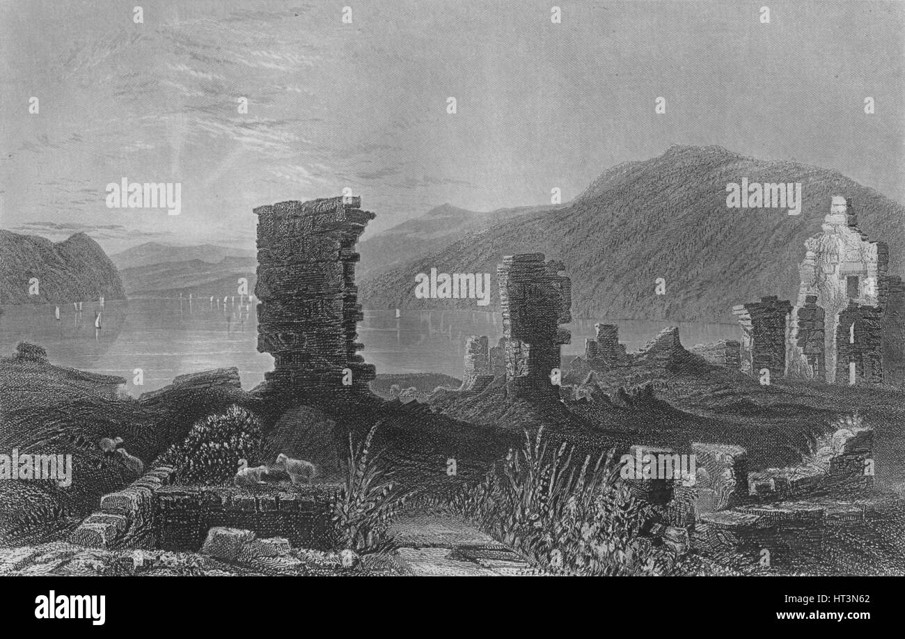 "Blick auf die Ruinen des Fort Ticonderoga", 1859. Künstler: Thomas Abiel Prior. Stockfoto
