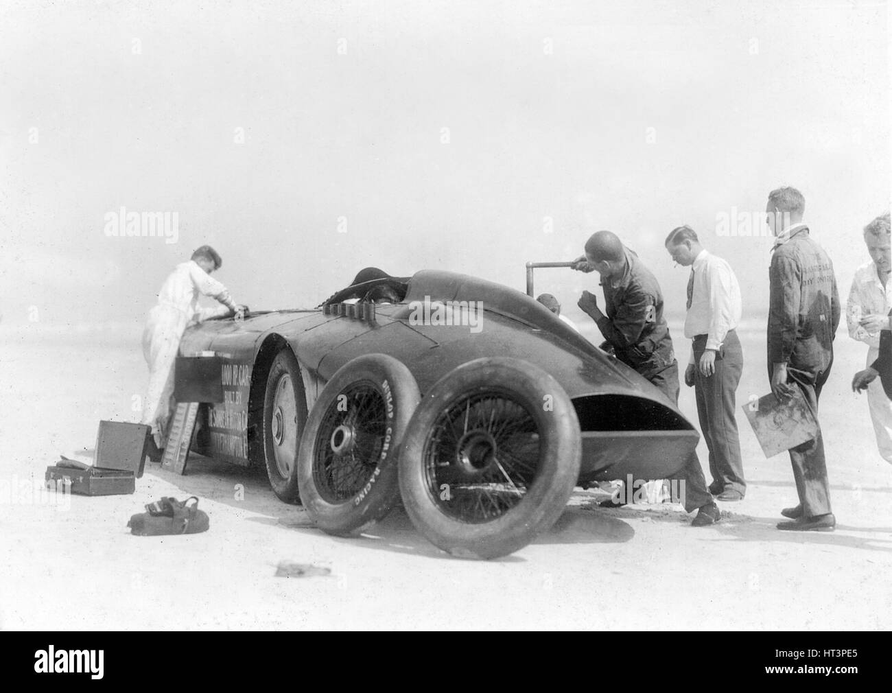 Sunbeam 1000hp Welt Land Geschwindigkeit Rekordversuch bei Daytona 1927 Artist: unbekannt. Stockfoto