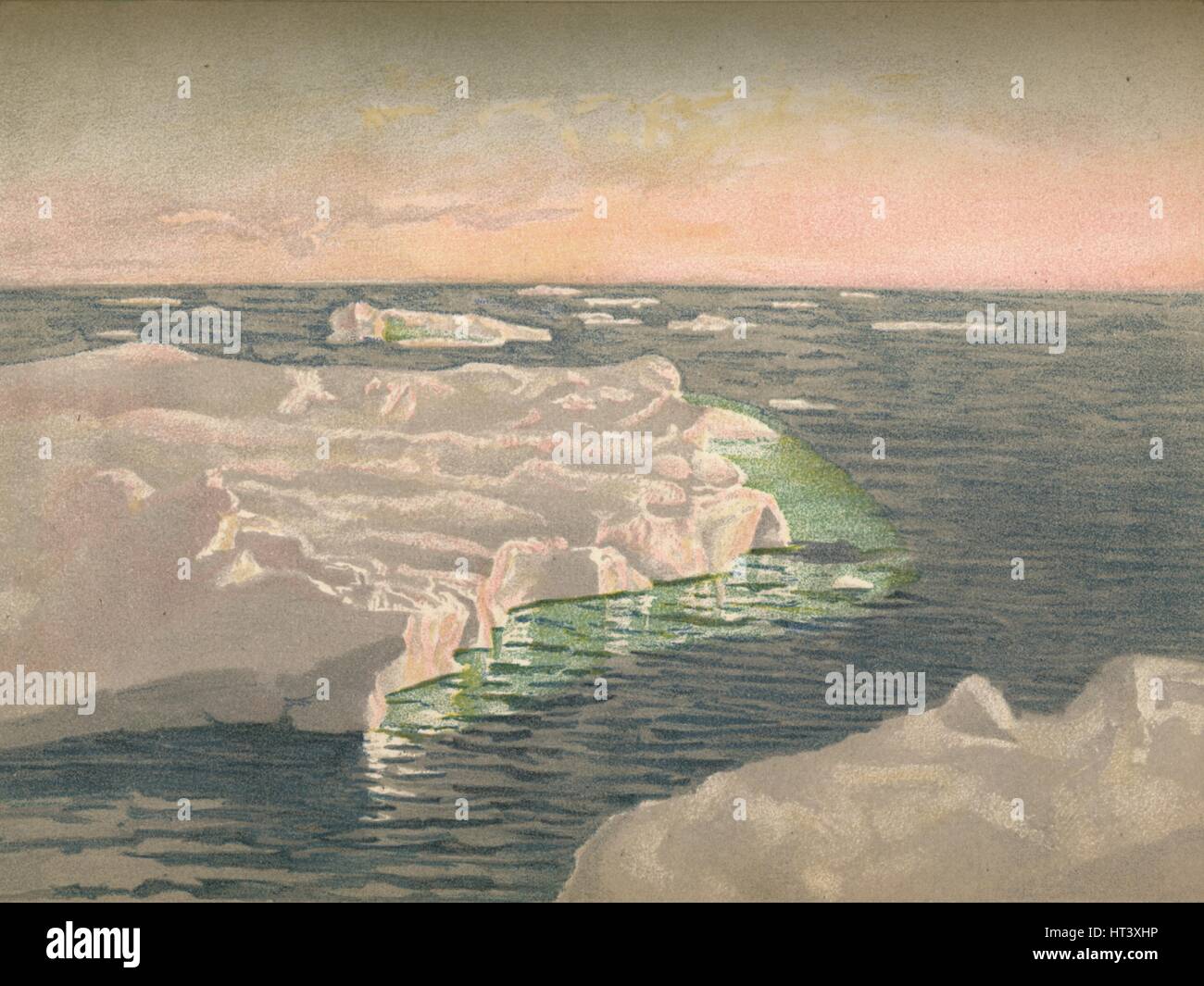 "Bei Sonnenuntergang, 22. September 1893. Aquarell Skizze ", 1893, (1897). Künstler: Fridtjof Nansen. Stockfoto