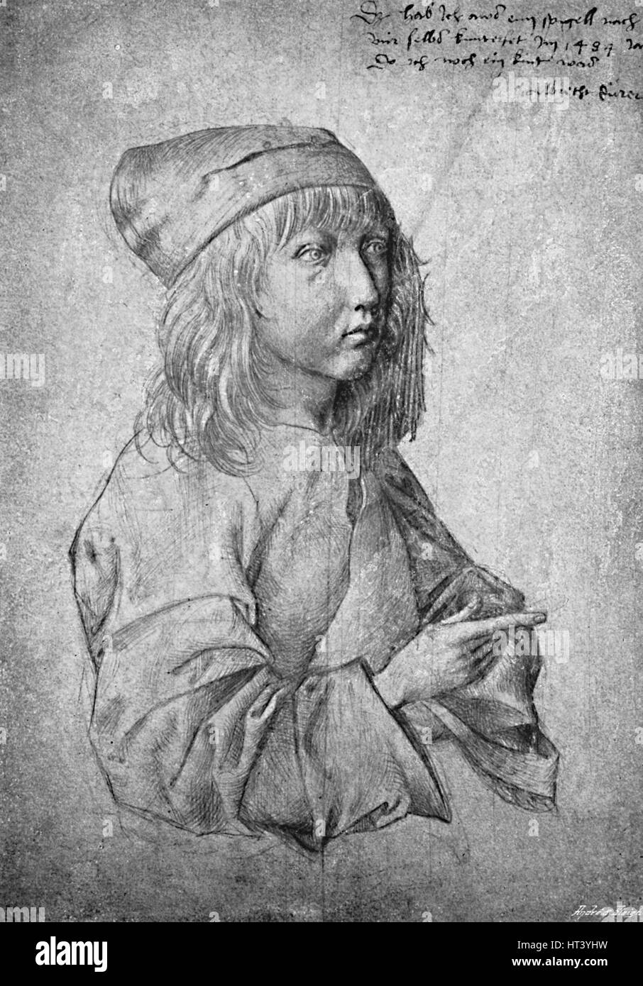 "Albrecht Dürer im Alter von 13 Jahren. Aus einer Zeichnung von selbst ", 1484, (1906).  Künstler: Albrecht Dürer. Stockfoto
