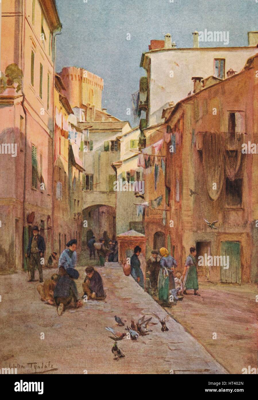 "La Piazza, Sestri Levante", c1910, (1912). Künstler: Walter Friedrich Roofe Tyndale. Stockfoto
