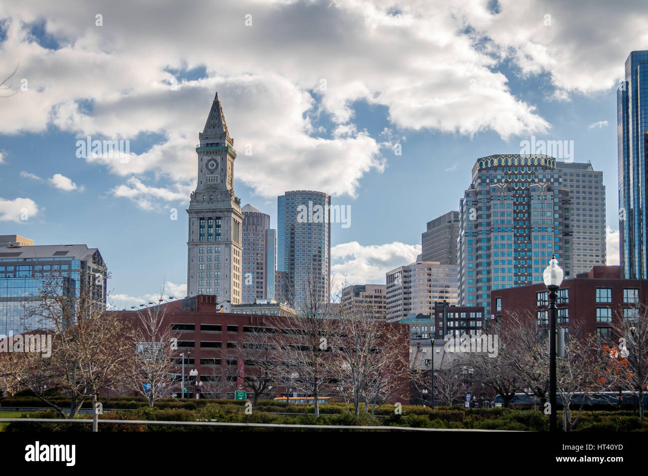 Boston-Gebäude und Custom House Clock Tower - Boston, Massachusetts, USA Stockfoto
