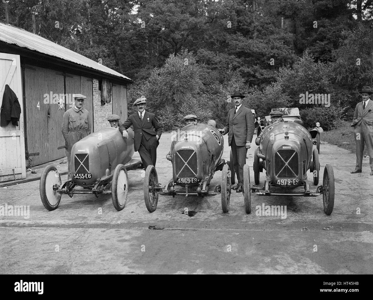 Drei Salmsons an der JCC 200 Meile Rennen, Brooklands, Surrey, 1922. Künstler: Bill Brunell. Stockfoto