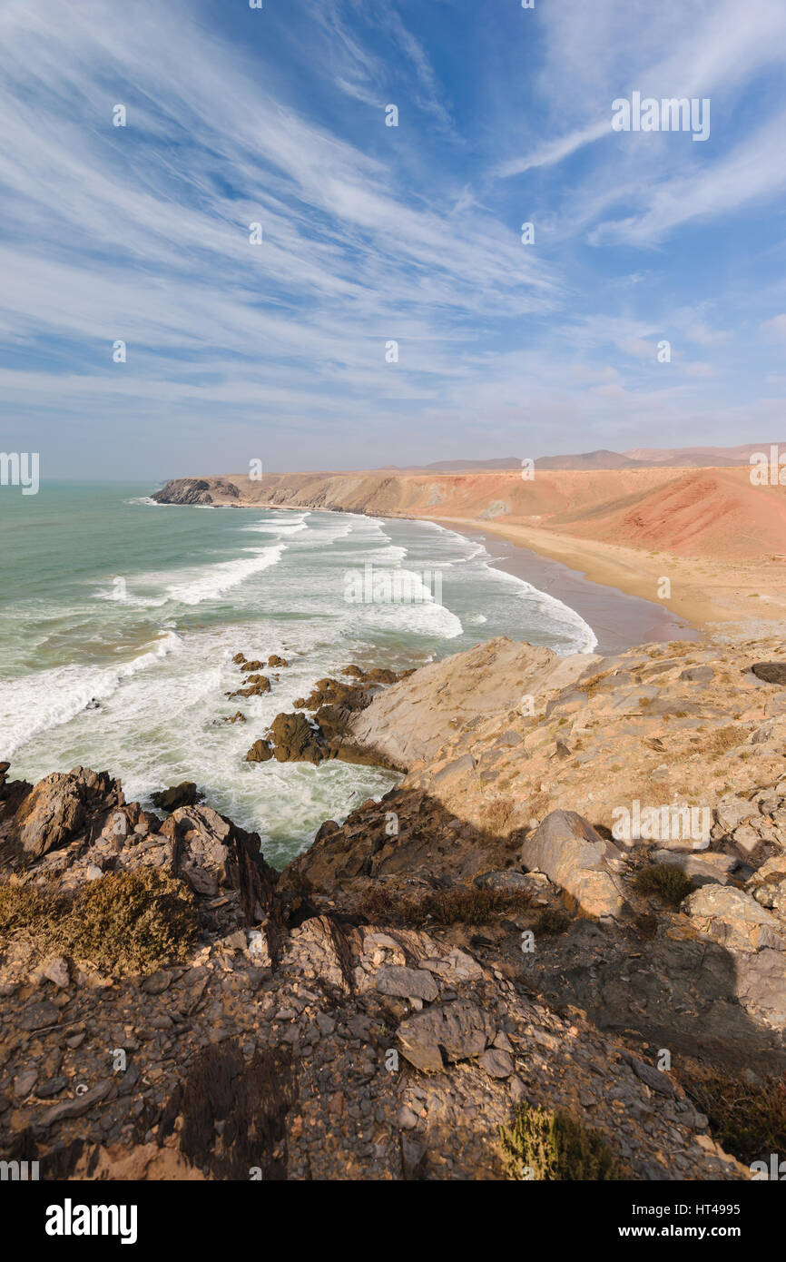 Grobe bunte Küste, Atlantik, Marokko Stockfoto