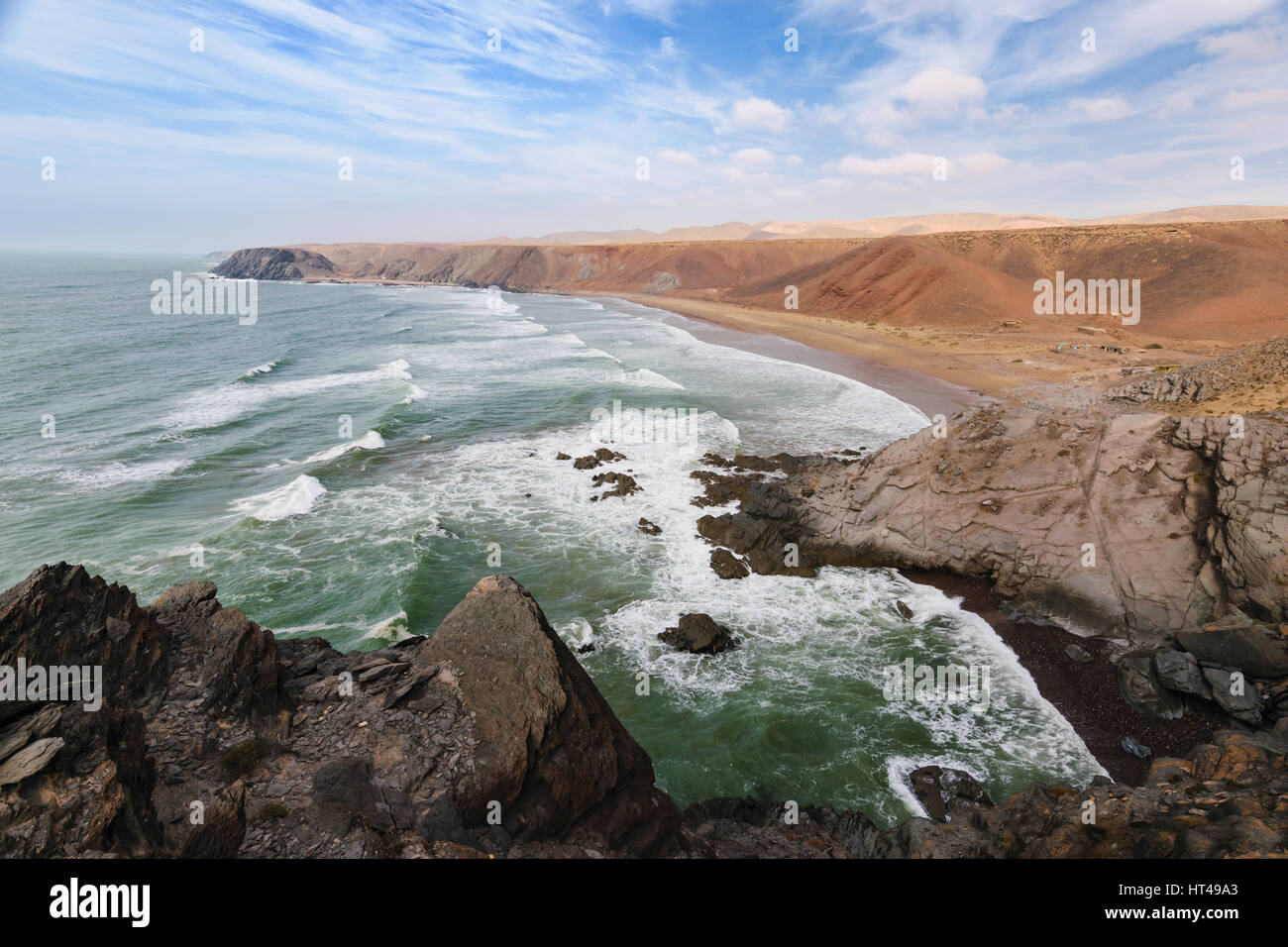 Grobe bunte Küste, Atlantik, Marokko Stockfoto