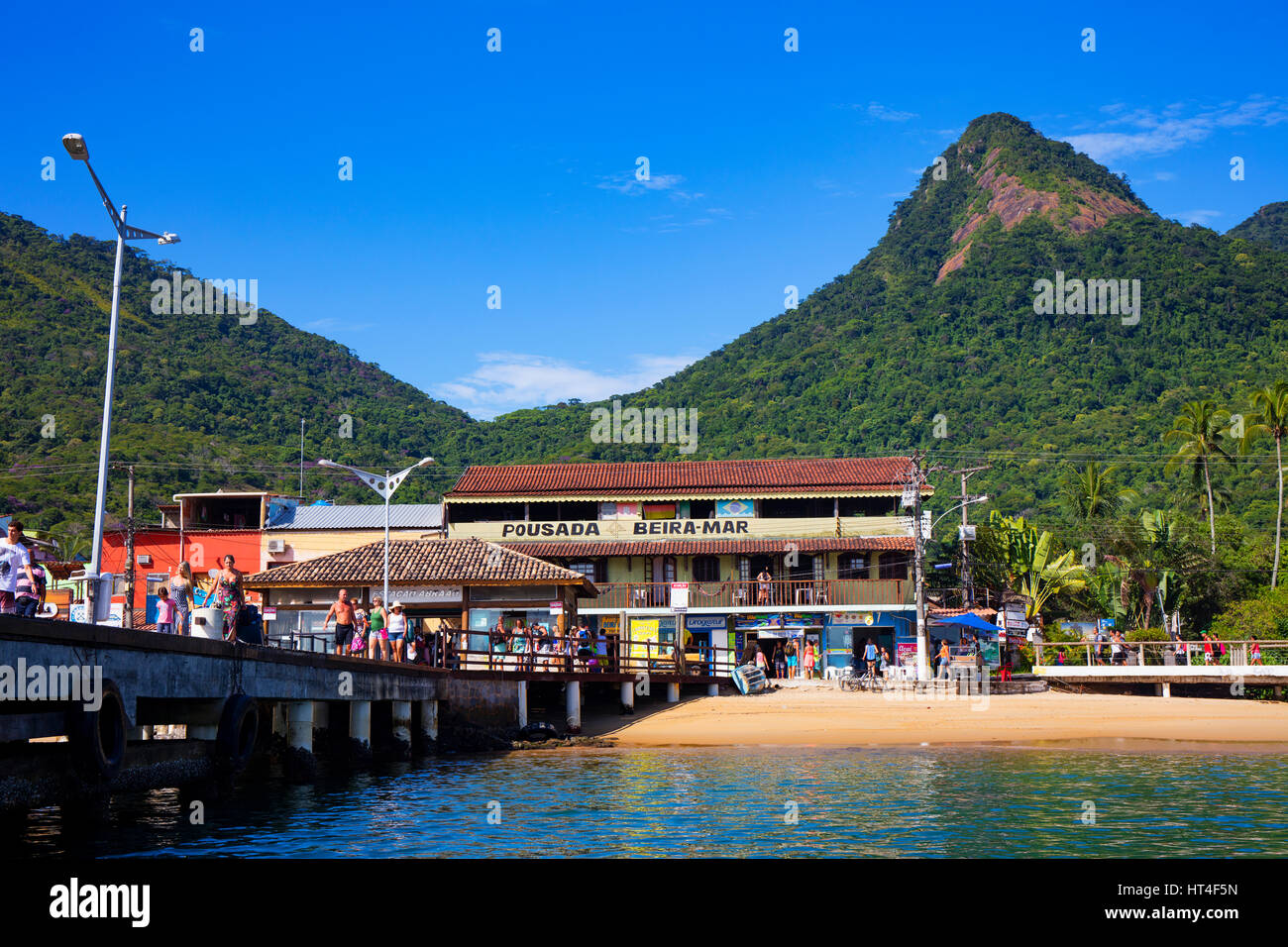 Villa Abraão Strand. Ilha Grande, Brasilien. Stockfoto