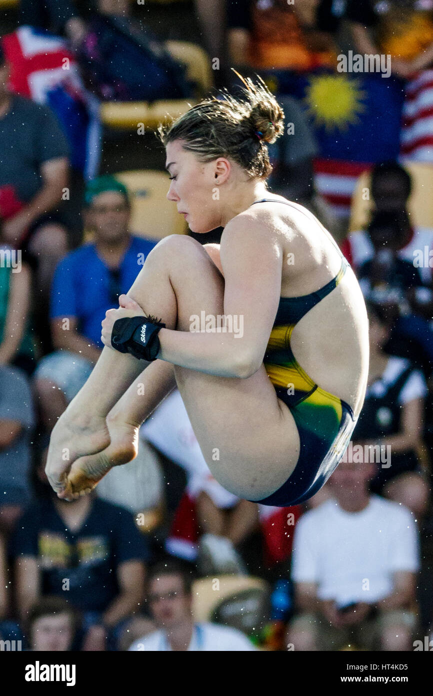 Rio De Janeiro, Brasilien. 18. August 2016 konkurriert Brittany O Brien (AUS) in die Frauen Tauchen Plattform 10 m bei den Olympischen Sommerspielen 2016 vorläufige. Stockfoto