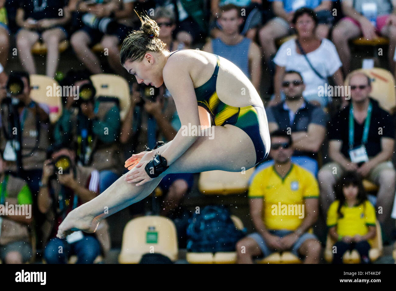 Rio De Janeiro, Brasilien. 18. August 2016 konkurriert Brittany O Brien (AUS) in die Frauen Tauchen Plattform 10 m bei den Olympischen Sommerspielen 2016 vorläufige. Stockfoto