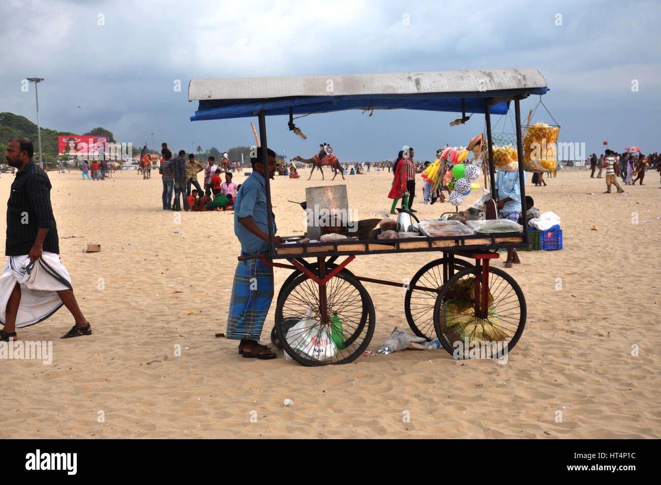 Kleiner Fahrradkvning-Stand am Alleppy Beach, Kerala (Photo Copyright © by Saji Maramon) Stockfoto