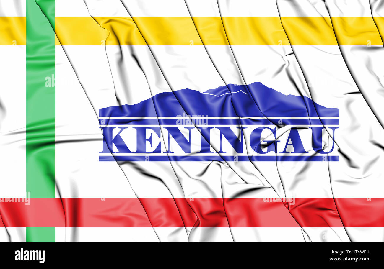 3D Flagge von Keningau (Sabah), Malaysia. 3D Illustration. Stockfoto