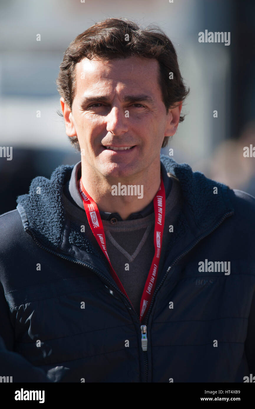 Montmeló, Spanien. 7. März 2017. Der Ex-Formel 1 Fahrer Pedro De La Rosa (ESP) im Fahrerlager am 5. Tag der den Formel-1-Test auf dem Circuit Catalunya. Bildnachweis: Pablo Freuku/Pacific Press/Alamy Live-Nachrichten Stockfoto