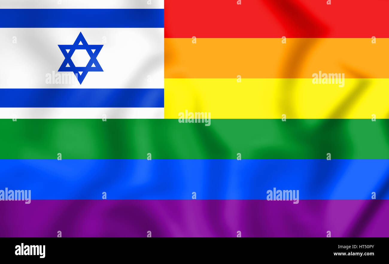 3D LGBT-Flagge von Israel. 3D Illustration. Stockfoto