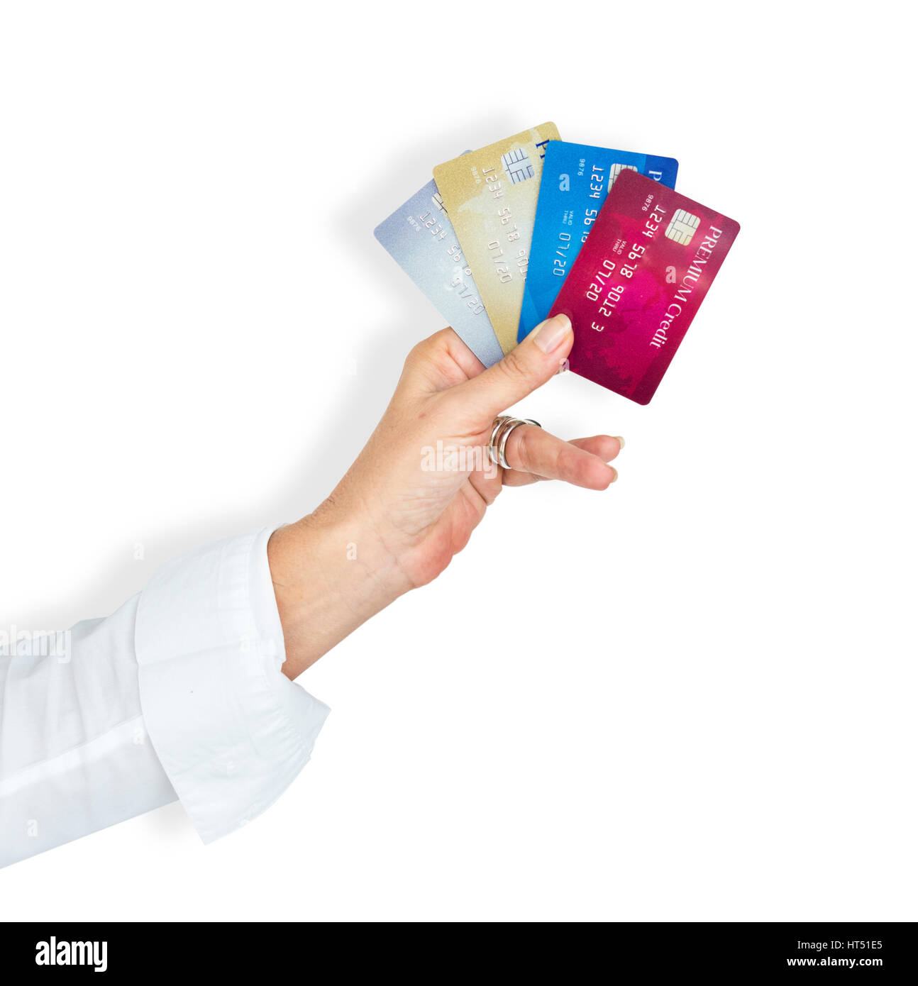 Menschliche Hand halten Luxus Kreditkartenzahlung Stockfoto