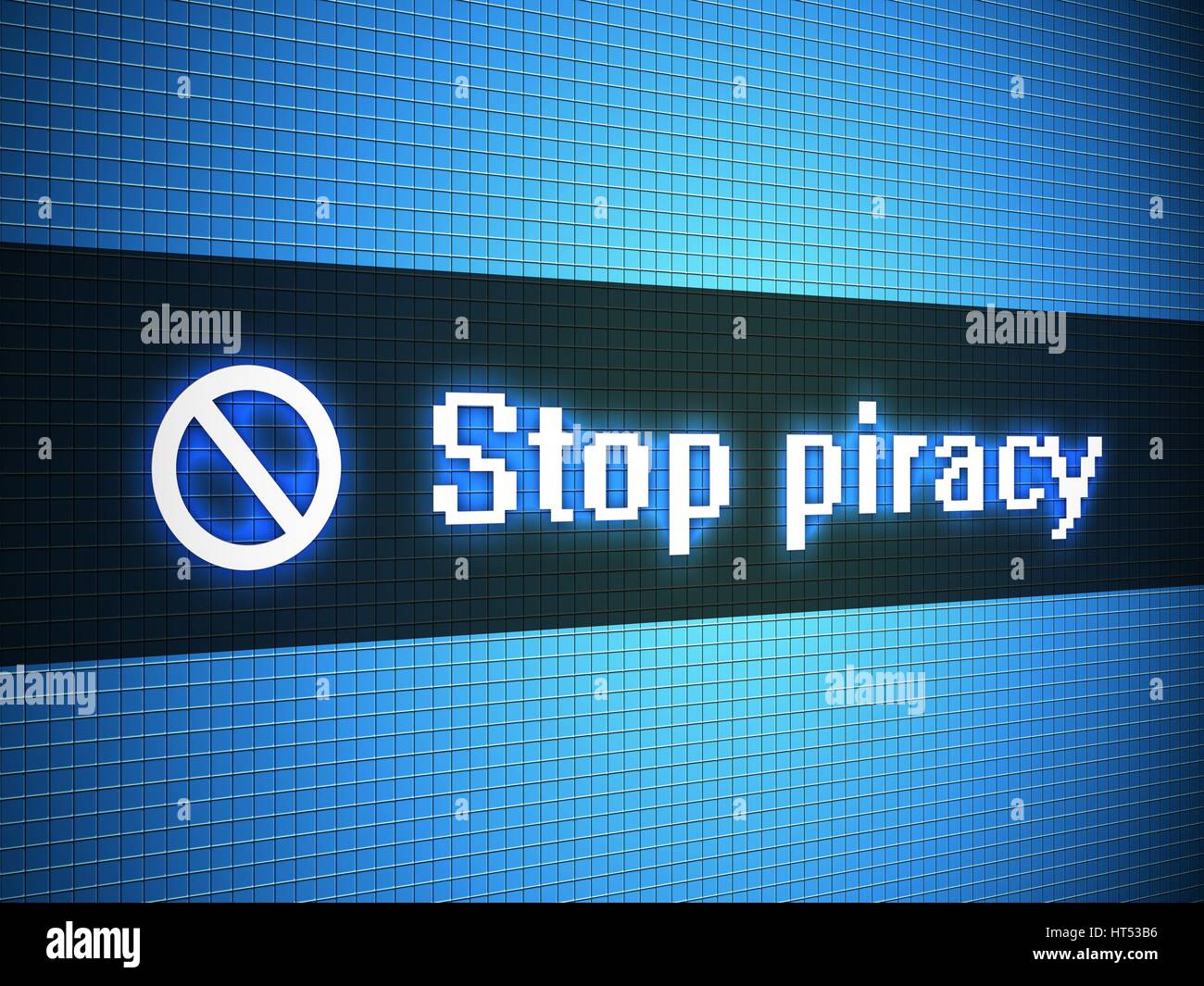 Stoppwörter Piraterie auf dem Display lcd-Stil Stockfoto