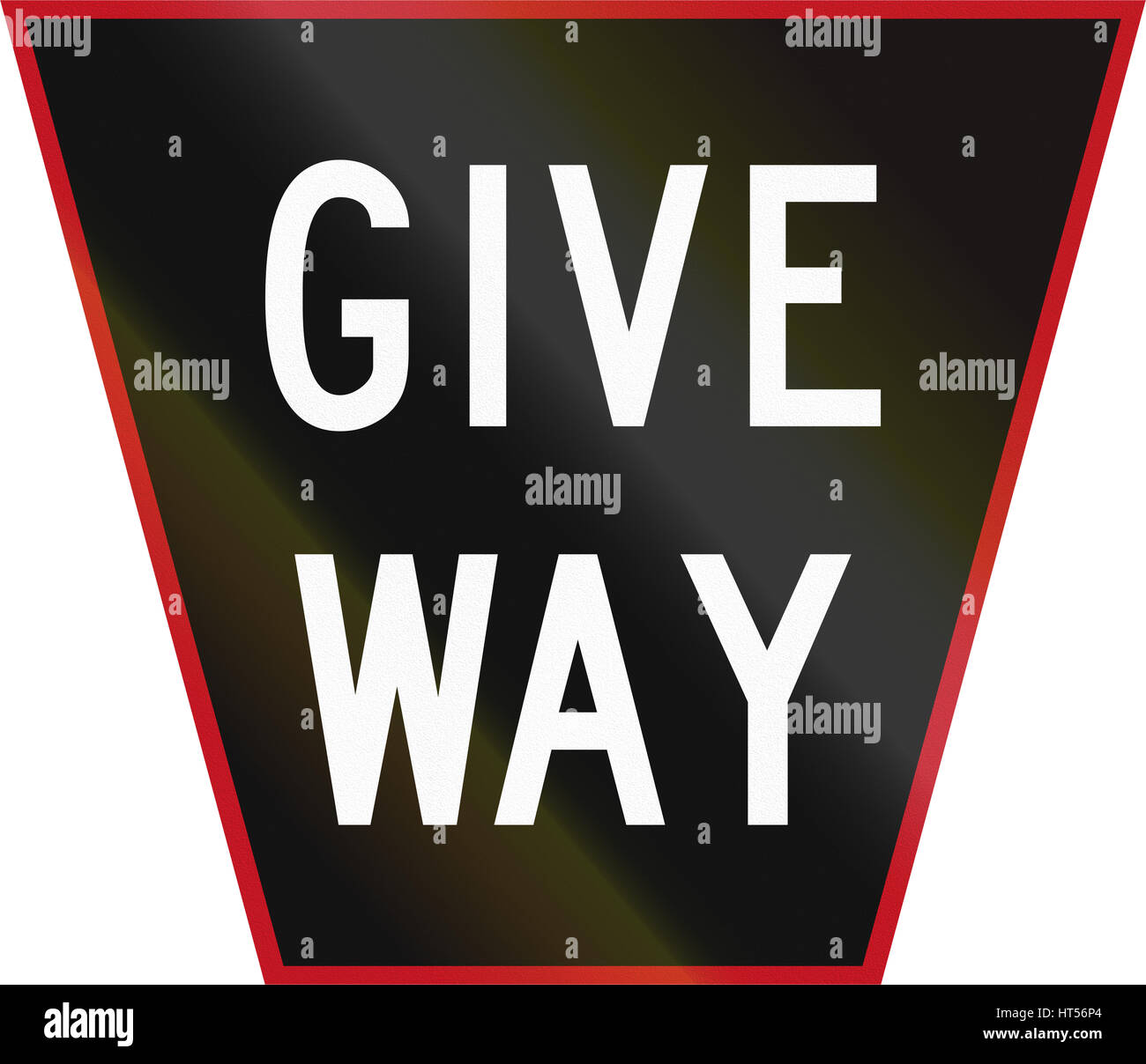 Alte Version des Zeichens "Vorfahrt" in Neuseeland. Stockfoto