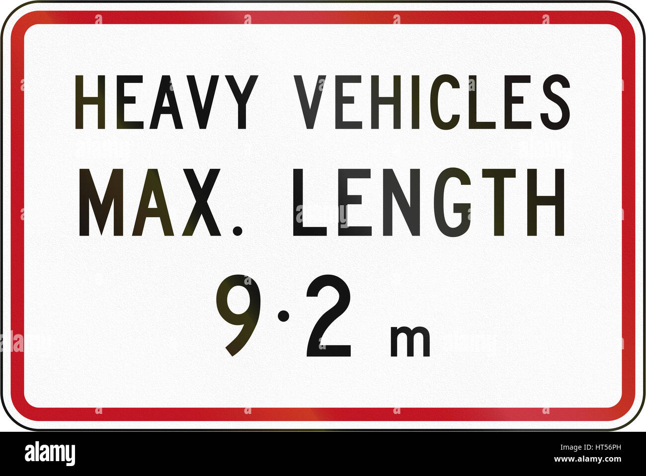 New Zealand Straßenschild - Längenbegrenzung für berauschende Fahrzeuge. Stockfoto
