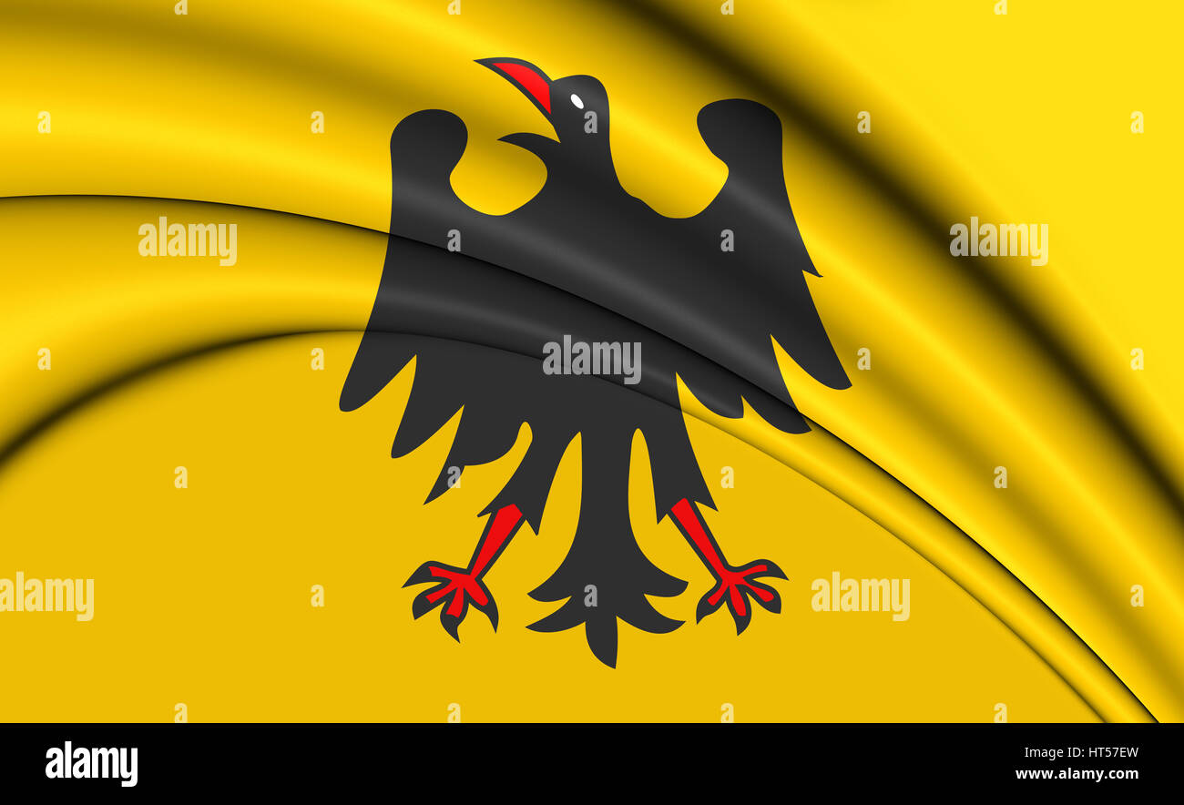 3D heilige römische Kaiser Flag (vor 1400). 3D Illustration. Stockfoto