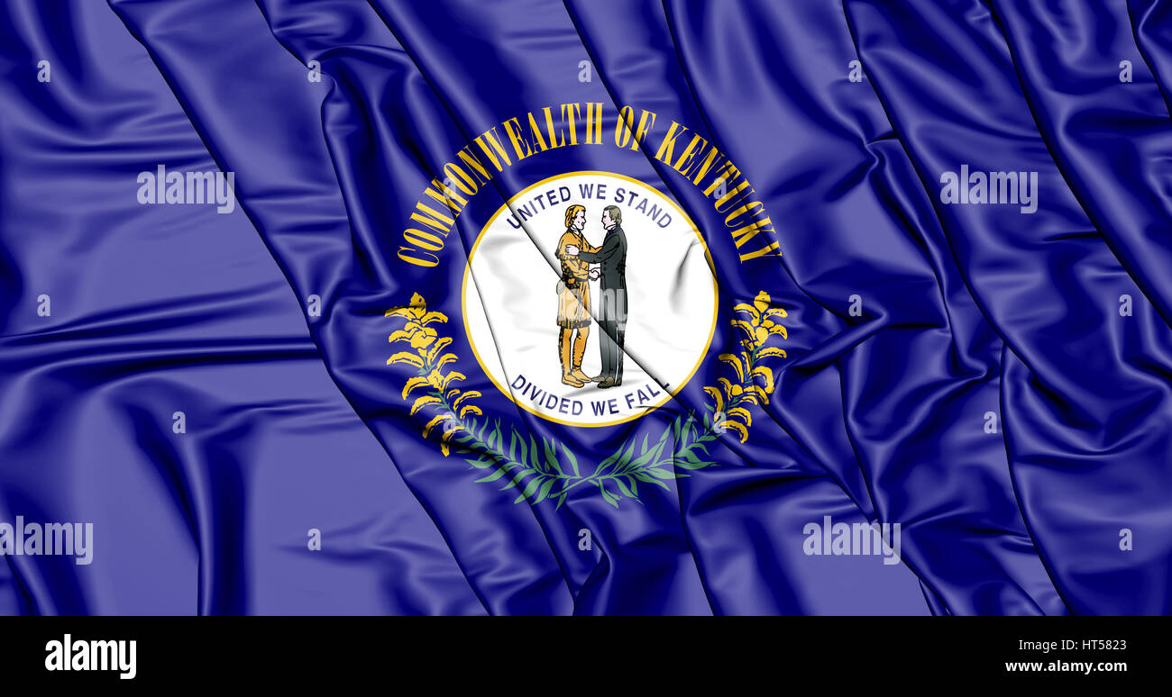 3D Flagge von Kentucky, USA. 3D Illustration. Stockfoto
