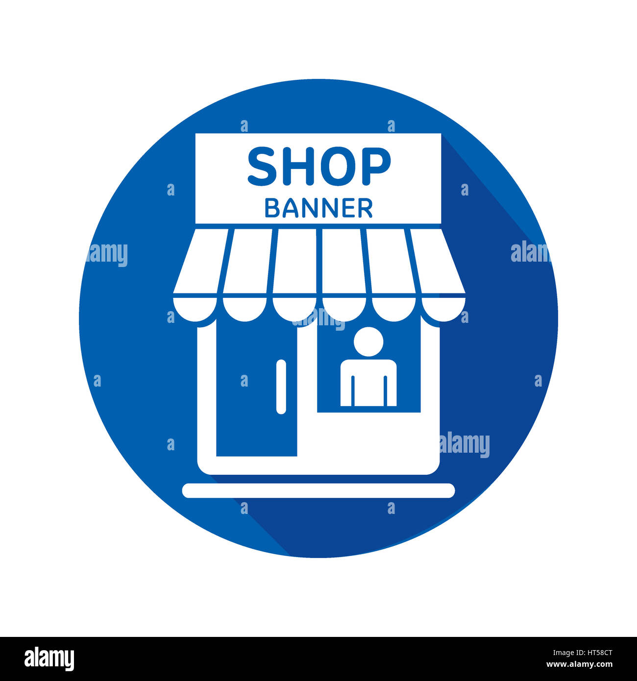 Lebensmittelgeschäft-flach-Symbol auf weißem Hintergrund Stockfoto