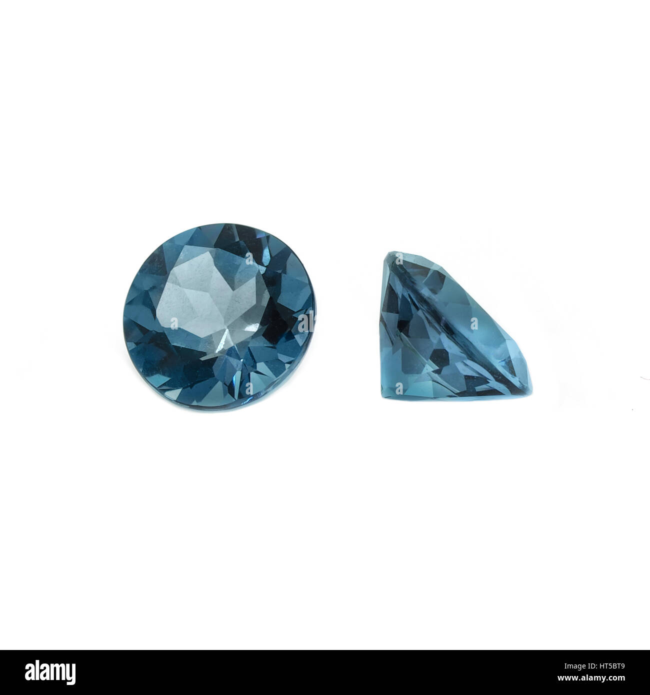 Isolierte london Blue Topaz, Brillanten, runde Form Stockfoto