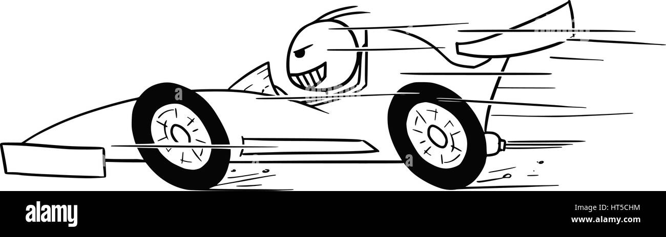 Cartoon Vector Stickman Formel ein Autofahrer, schnelles fahren Stock Vektor