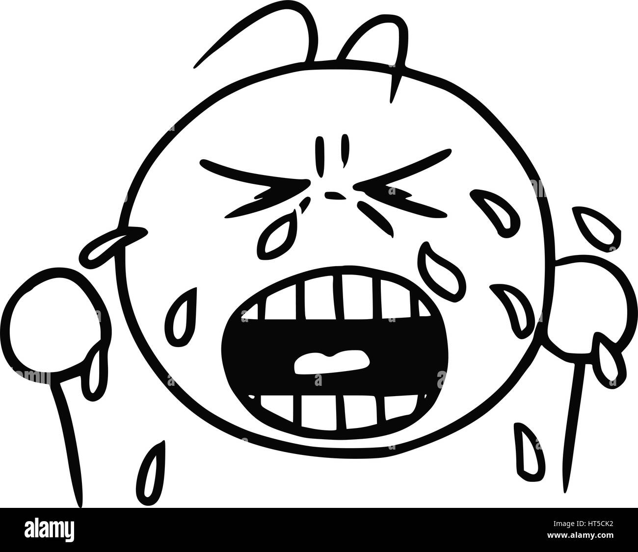 Cartoon-Vektor der Schrei Smiley mit Tränen zu weinen Stock Vektor