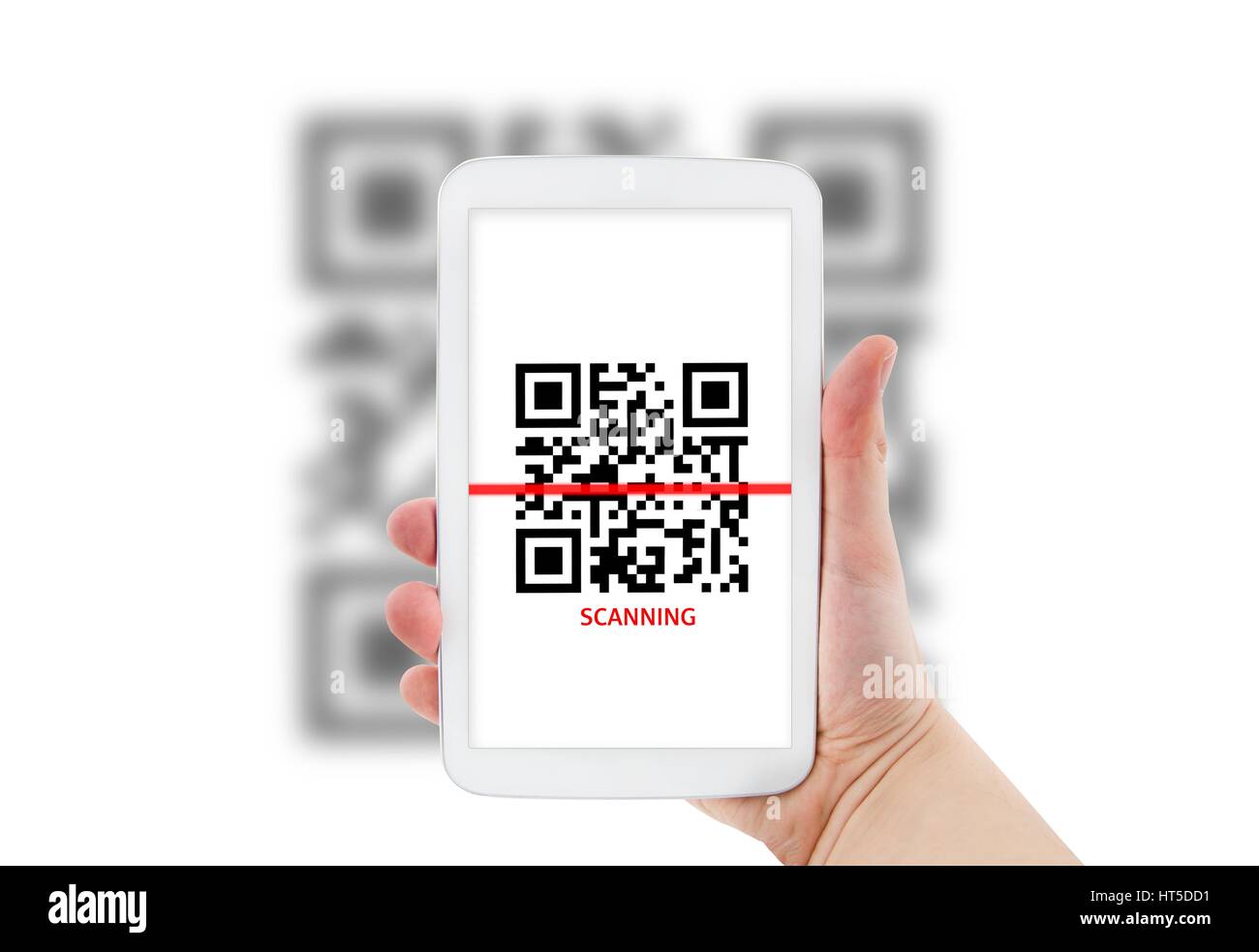 Tablette QR-Code Scannen Stockfoto