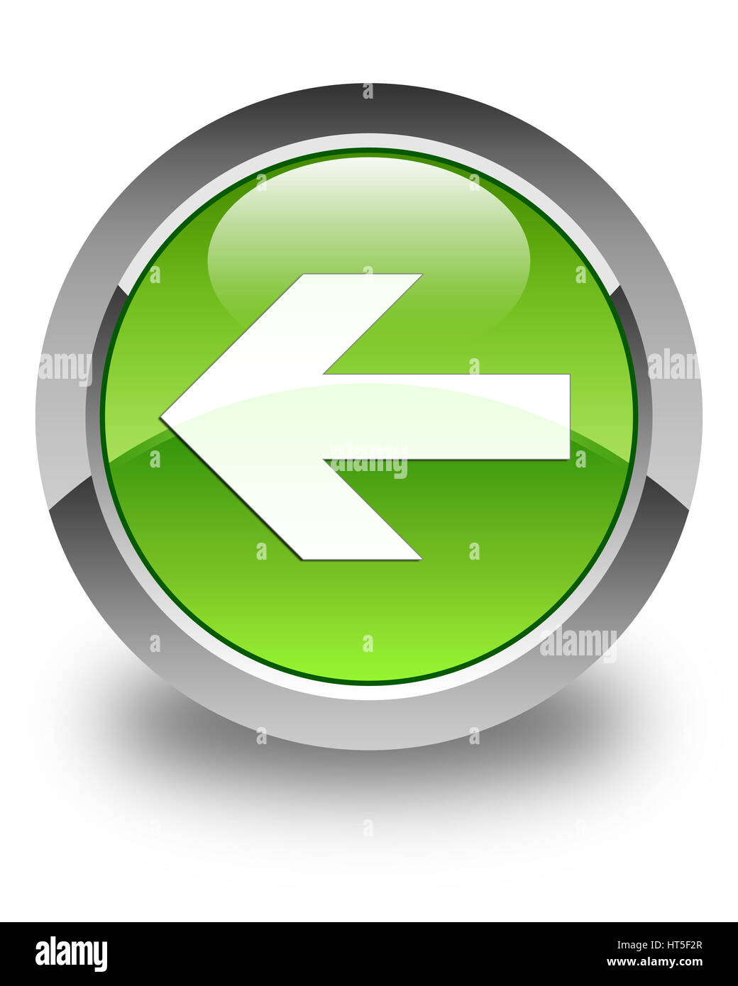 Pfeil-Icon isoliert auf glänzende grüne runde Taste abstrakte Abbildung zurück Stockfoto