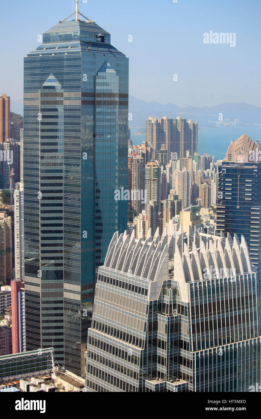 China, Hongkong, Central District, Skyline, Hochhäuser, Luftbild, Stockfoto