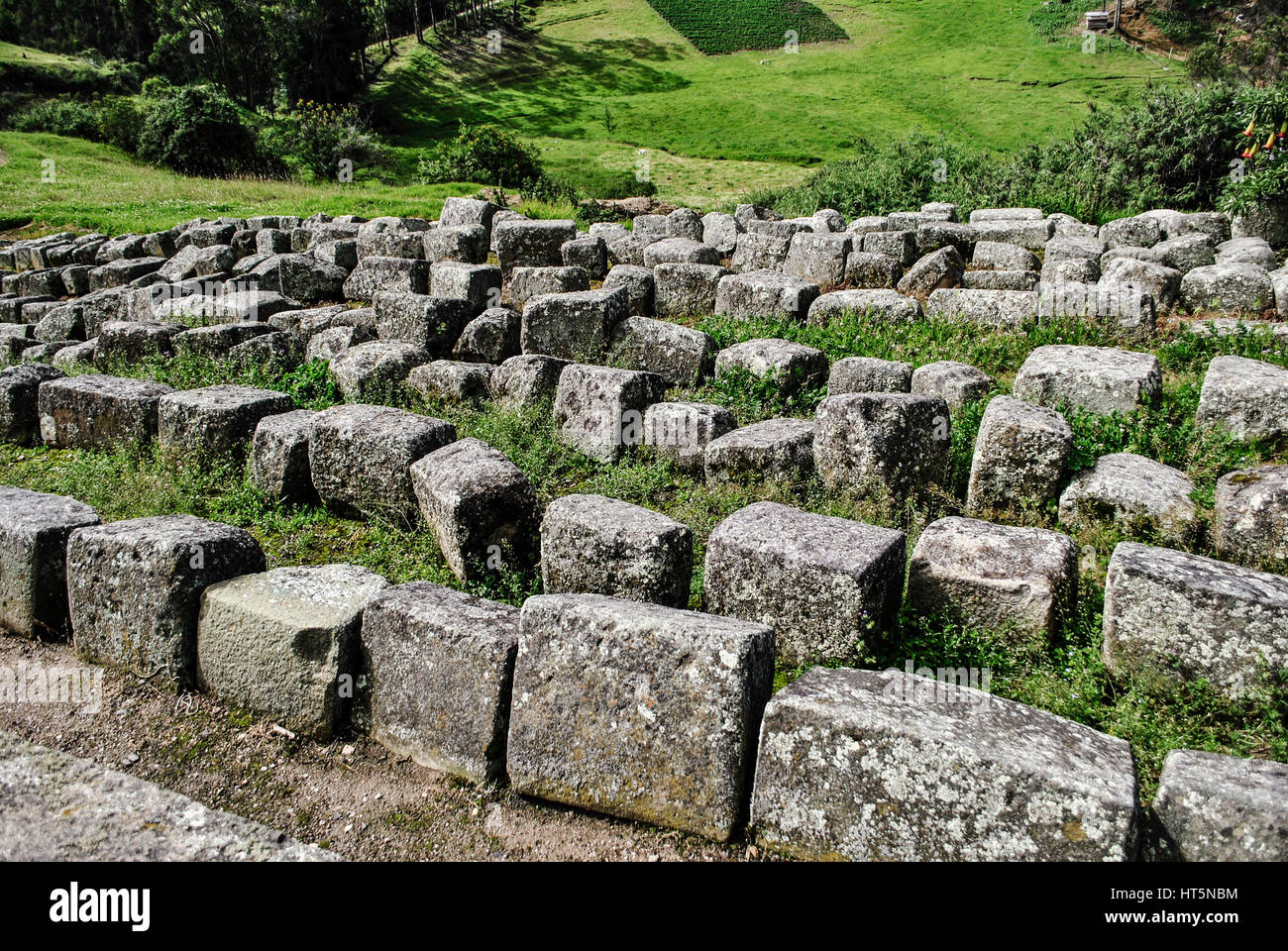 Stürze und Steinblöcke.  Inka-Ruinen.  Ingapirca.  Ecuador Stockfoto