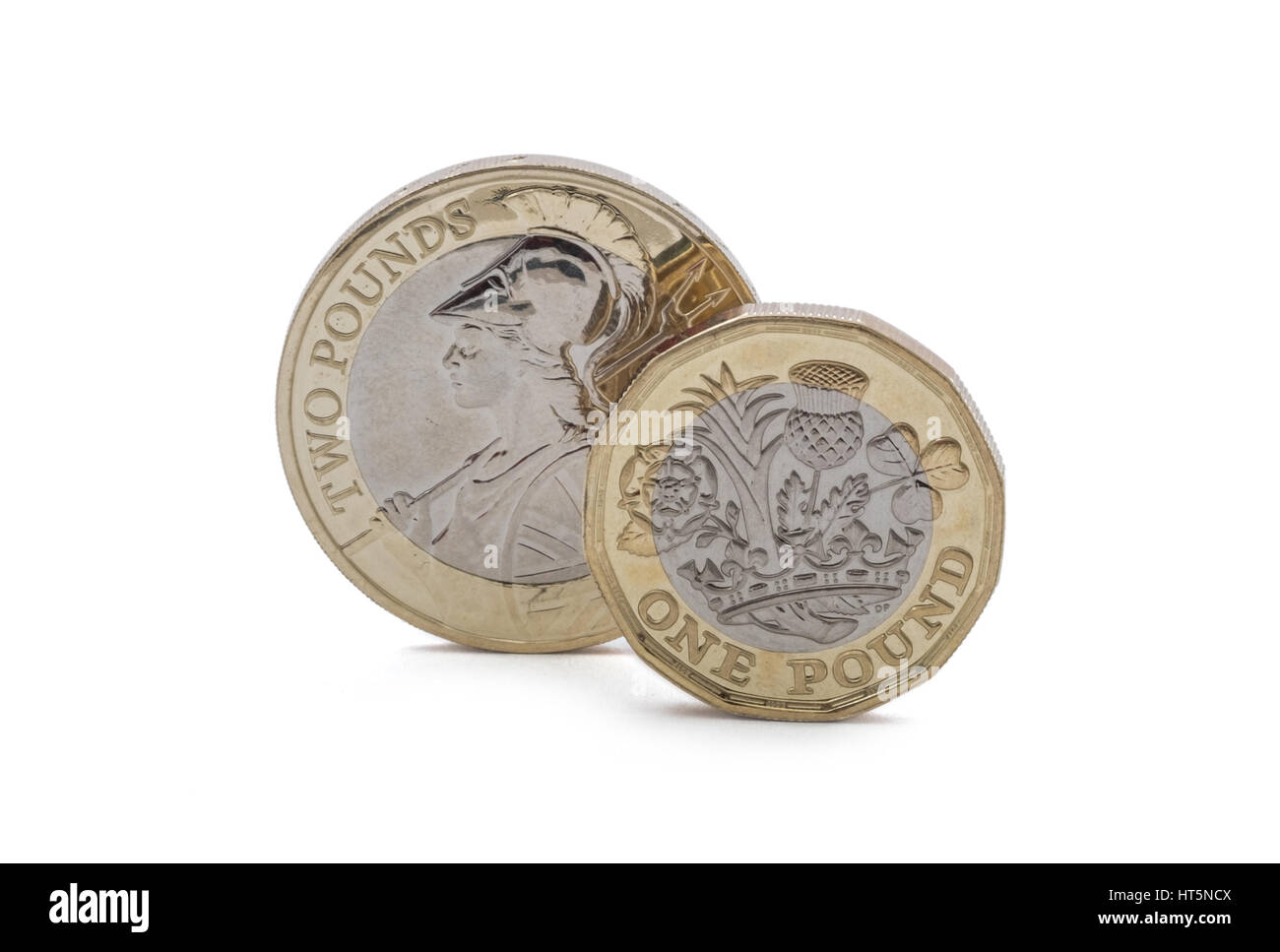 Neue Designs des britischen Geldes, die neue Form der Pfund-Münze im Jahr 2017 eingeführt werden Stockfoto