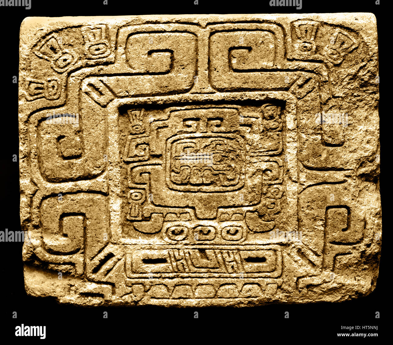 Stein Platte 500-650 Mexiko Tepeaca Zapoteken (Kultur) Stein 34 x 40 x 7,5 cm Zapoteken Zapotec Zivilisation Pre Columbian Mesoamerican Mittelamerika 500 v. Chr. - 900 n. Chr. American. Stockfoto