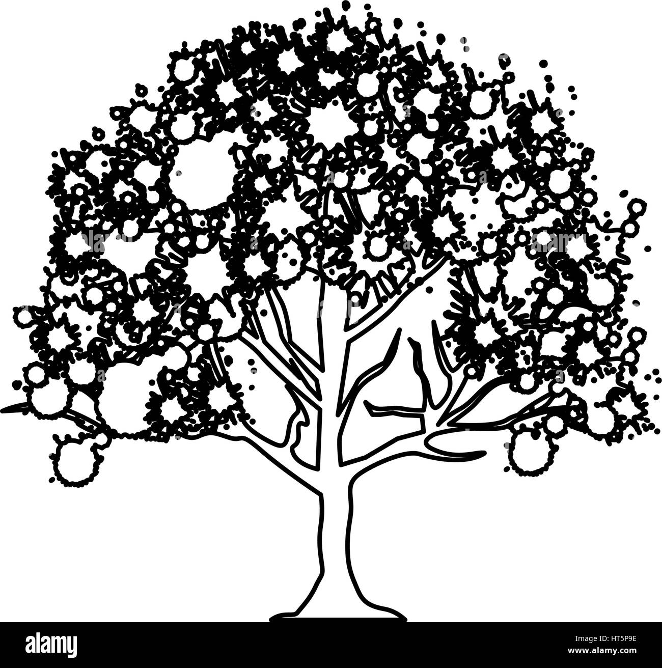 Abbildung Bäume mit einige Blätter-Symbol Stock Vektor