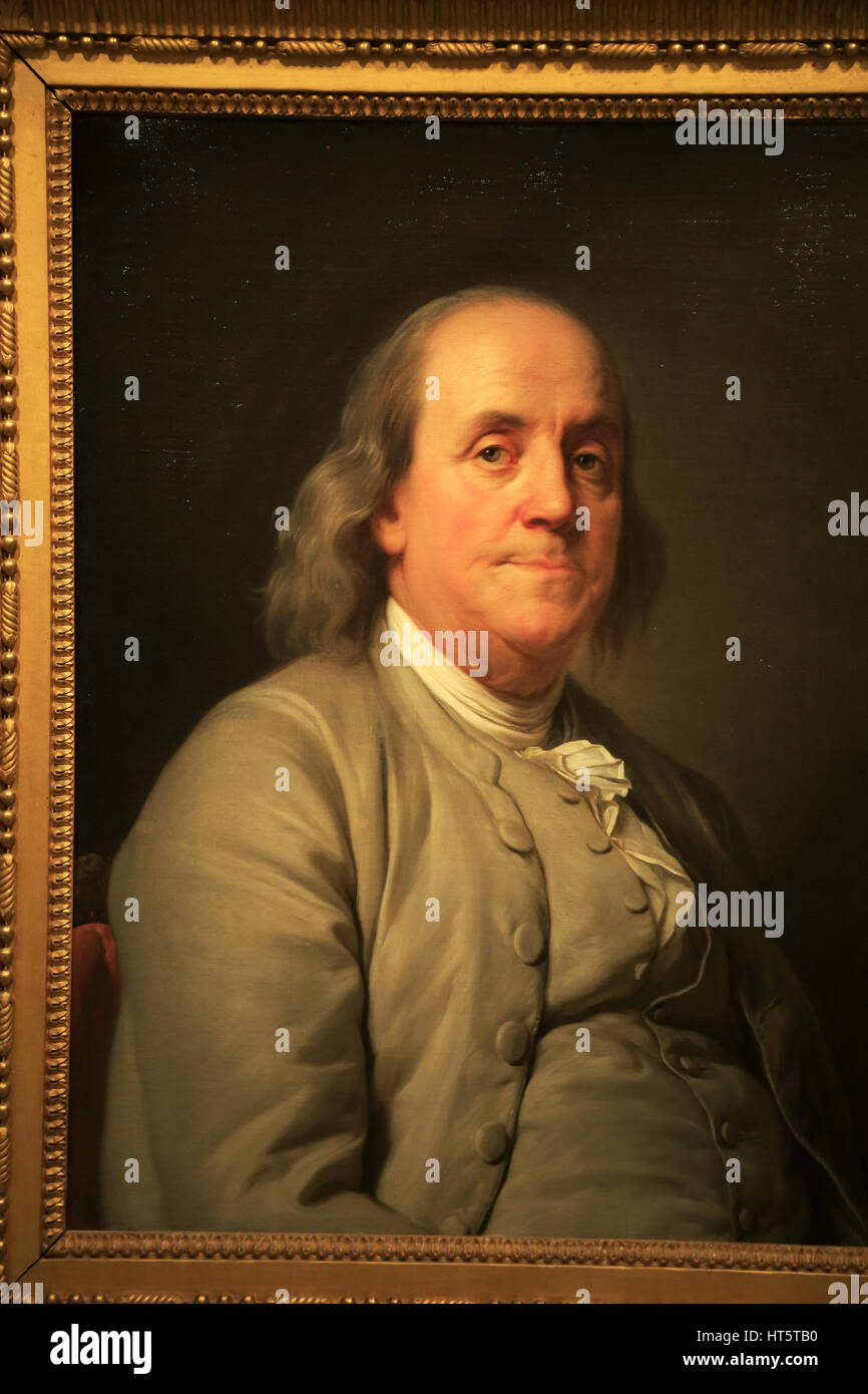 Benjamin Franklin's Portrait anzeigen am Smithsonian National Portrait Gallery. Washington D.C. USA Stockfoto