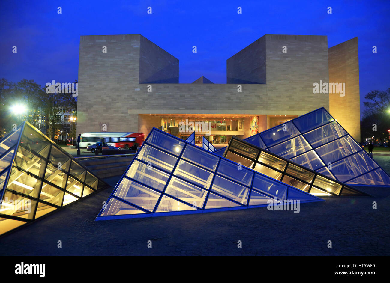 Nachtansicht der Osten Gebäude der nationalen Galerie der Art.Washington D.C.USA Stockfoto