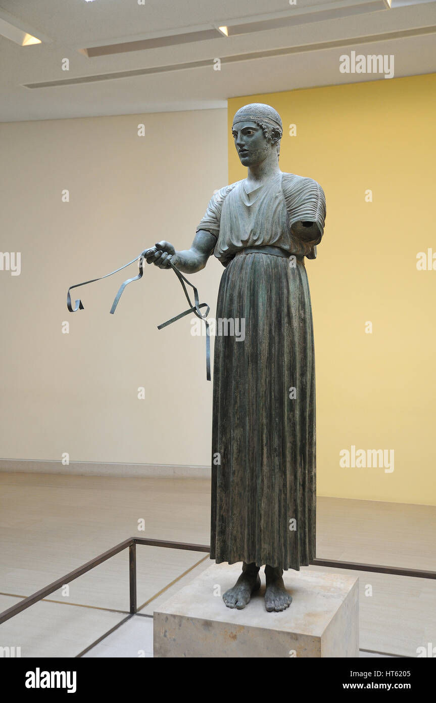 Wagenlenker Statue befindet sich im Museum von Delphi in Griechenland Stockfoto
