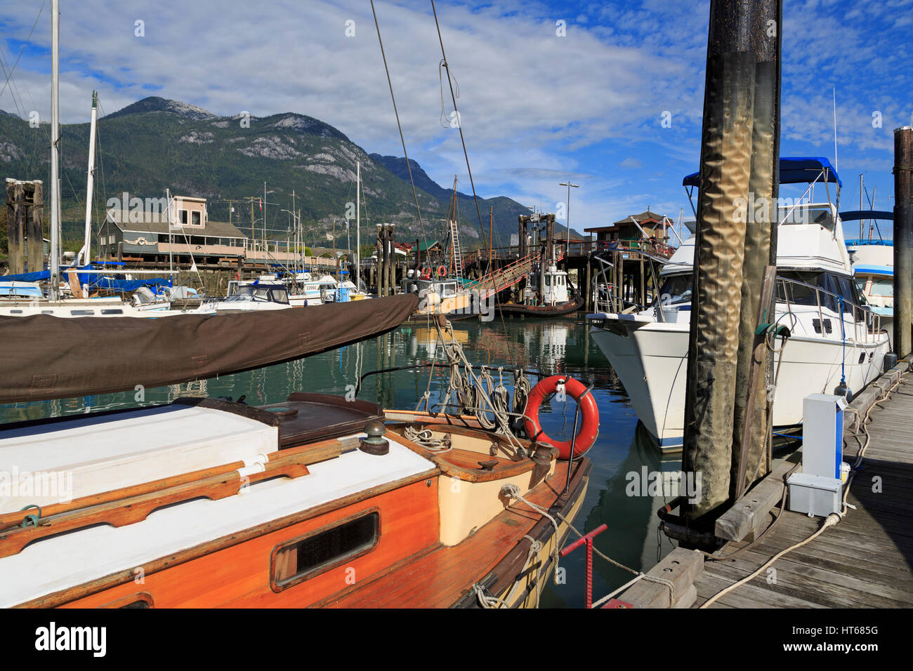 Marina, Squamish, Vancouver, Britisch-Kolumbien, Kanada, Nordamerika Stockfoto