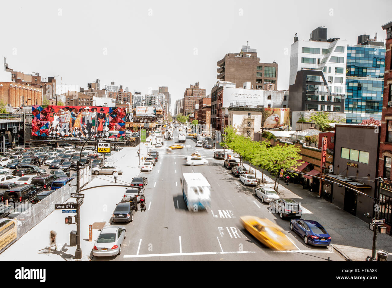 Eine Straße Kunst Malerei zeigt tanzende Menschen auf einer Wand in New York, Vereinigte Staaten von Amerika. Stockfoto