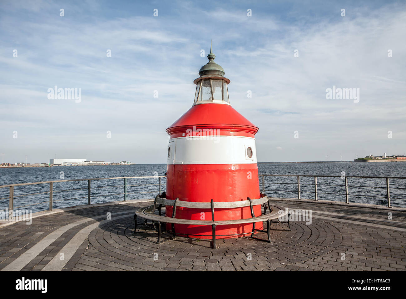 Leuchtturm Langelinie befindet sich im Nordhavn in Kopenhagen, Dänemark. Stockfoto