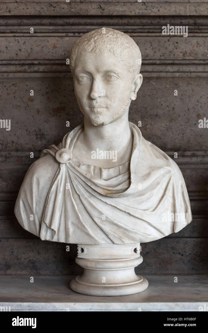 Rom. Italien. Porträtbüste von Roman Emperor Alexander Severus (208-235 n. Chr.). Halle der Kaiser, der Kapitolinischen Museen. Sala Degli Imperatori, Musei Cap Stockfoto