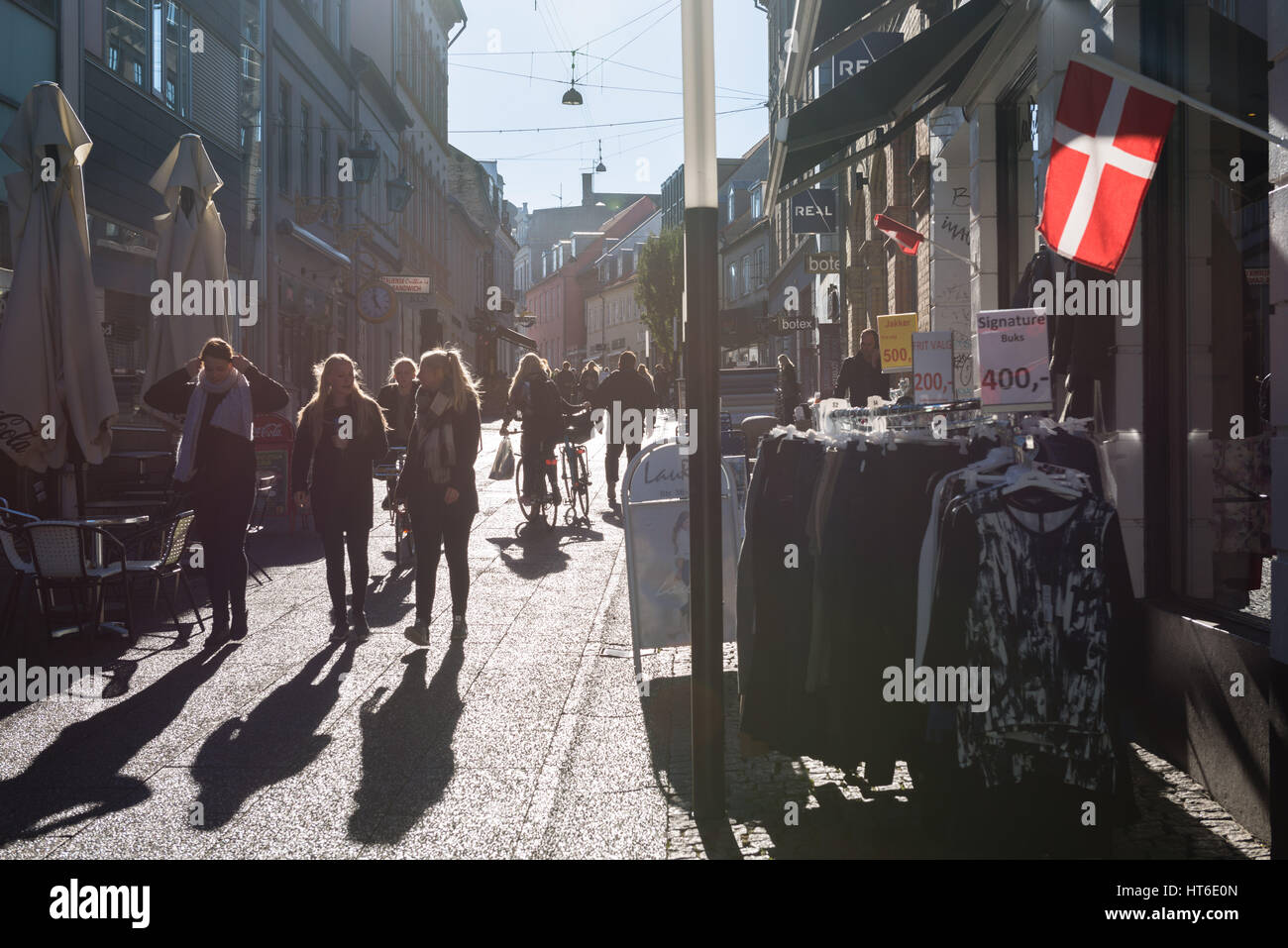 Einkaufen im Zentrum Stadt, Aarhus, Europäische Kulturstadt im Jahr 2017, Nord-Jütland, Dänemark Stockfoto