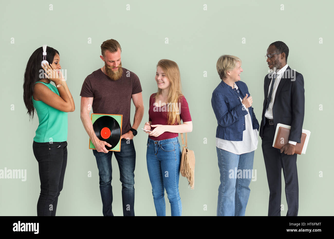 Heterogene Gruppe Menschen Kommunikation Stockfoto