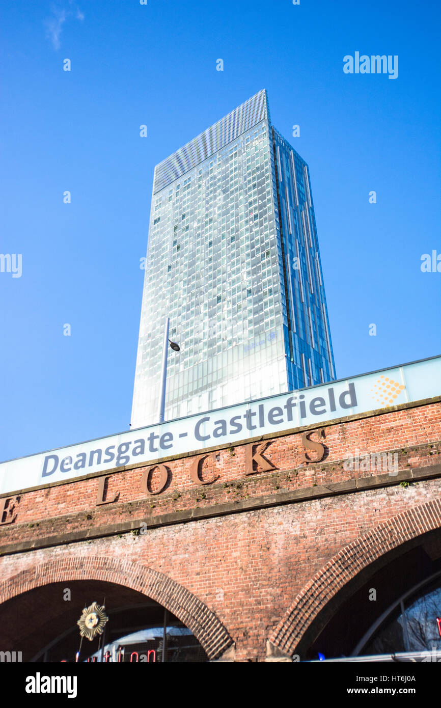 Beetham Tower in Deansgate / Castlefields Bereich, Manchester City centre. Stockfoto