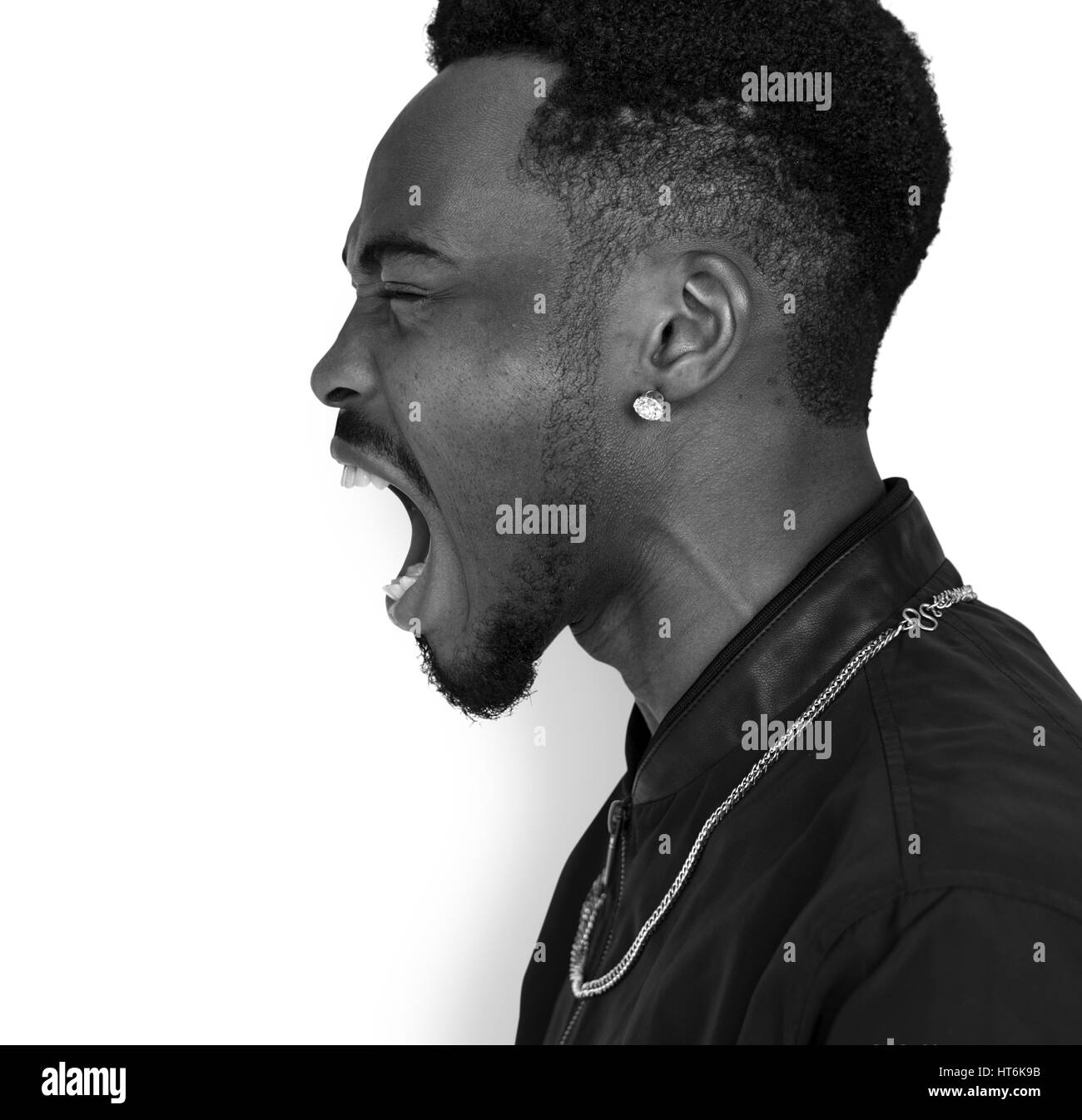 Erwachsene Männer Schrei Shout Expression Studio Stockfoto
