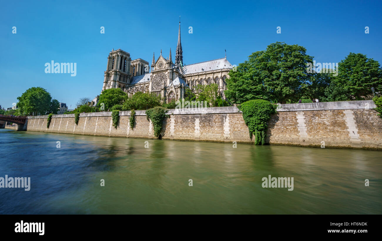 Rückansicht des Notre Dame und Sena Fluss, paris Stockfoto