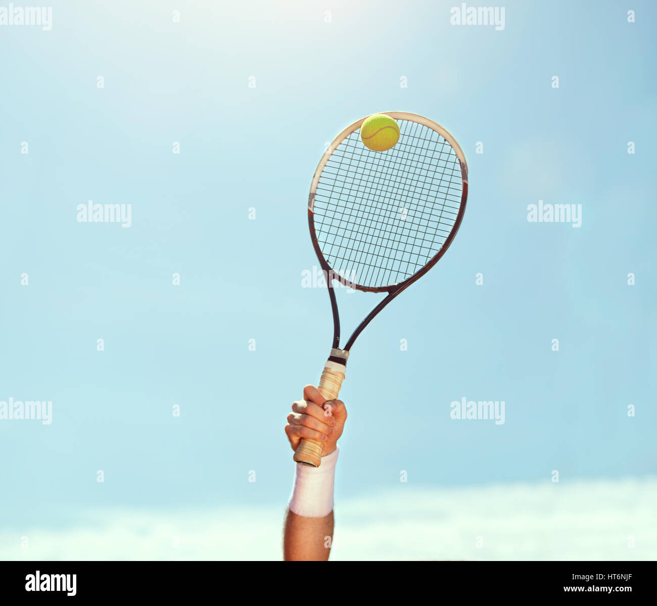 Nahaufnahme von Tennisschläger Stockfoto