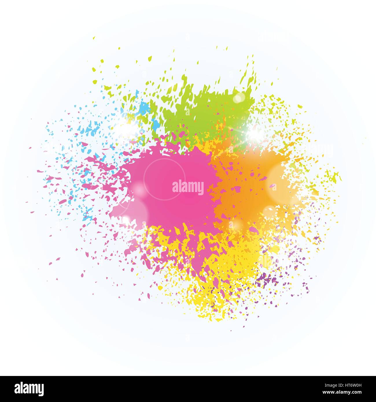 Malen Sie Spritzer Farbe Festival glücklich Holi Indien traditionelle Feier Urlaub Gruß Warenkorb Stock Vektor