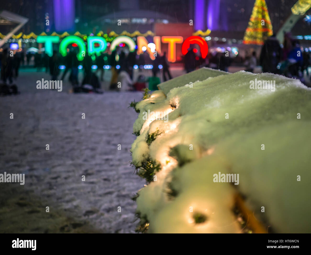 Toronto City Hall im Schnee während der Ferien Stockfoto